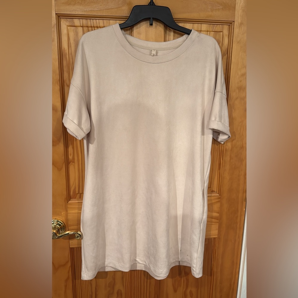 Wishlist Suede Cream T-Shirt Mini Dress